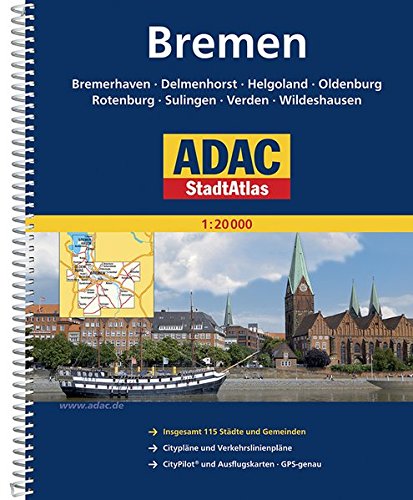 ADAC StadtAtlas Bremen mit Bremerhaven, Delmenhorst, Helgoland, Oldenburg: Rotenburg, Sulingen, Verden, Wildeshausen 1:20 000. Insges. 115 Städte u. ... CityPilot u. Ausflugskarten. GPS-genau Leisure, Home & Garden