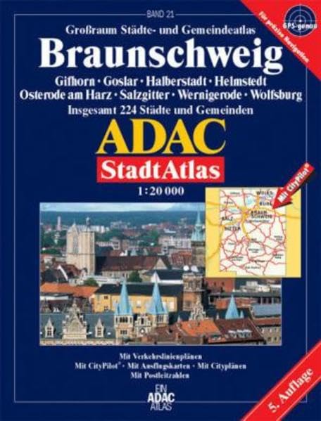ADAC StadtAtlas Braunschweig mit Gifhorn, Goslar, Halberstadt, Helmstedt, Ostero: Gifhorn, Goslar, Halberstadt, Helmstadt, Osterode am Harz, ... Citypln. u. Postleitzahlen. GPS-genau Leisure, Home & Garden