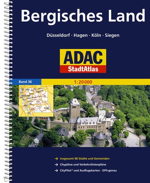 ADAC StadtAtlas Bergisches Land mit Düsseldorf, Hagen, Köln, Siegen 1:20 000: Düsseldorf, Hagen, Köln, Siegen. Insgesamt 98 Städte und Gemeinden (ADAC Stadtatlanten) Leisure, Home & Garden