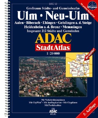 Ulm, Neu-Ulm: Aalen, Bieberach, Ehingen, Geislingen a.d.Steige, Heidenheim a.d.Brenz, Memmingen. Grossraum Städte- und Gemeindeatlas. Insgesamt 212 ... Citypln., Postleitzahlen. GPS-genau Maps & Plans