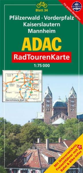 ADAC RadTourenKarte 34. Pfälzerwald, Vorderpfalz, Alzeyer Hügelland, Kaiserslautern, Mannheim. 1 : 75 00 book