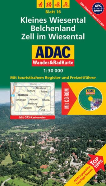 Kleines Wiesental, Belchenland, Zell im Wiesental: 1:30000. Schwarzwald. GPS-genau: Mit ToppTipps, ADAC-geprüfteTop-Tipp-Touren. Mit touristischem ... (ADAC Rad- und WanderKarte mit CD-ROM) Leisure, Home & Garden