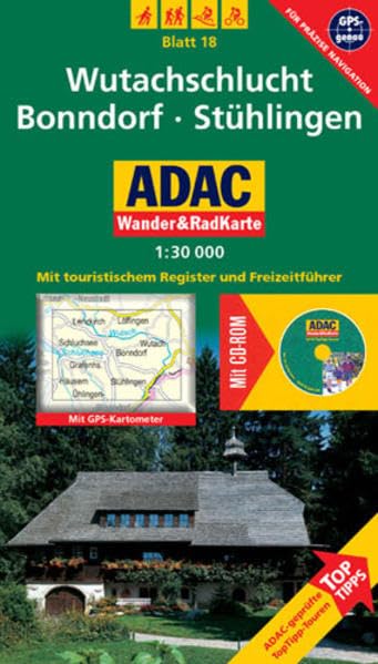 Wutachschlucht, Bonndorf, Stühlingen: 1:30000. Schwarzwald. GPS-genau: Mit ToppTipps, ADAC-geprüfteTop-Tipp-Touren. Mit touristischem Register, ... (ADAC Rad- und WanderKarte mit CD-ROM) Leisure, Home & Garden