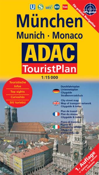 ADAC München TouristPlan: 1:15000. GPS-genau: Durchfahrtsplan, Liniennetzplan, Cityguide, Straßenverzeichnis, Touristische Infos. GPS-genau (ADAC Stadtpläne) Leisure, Home & Garden