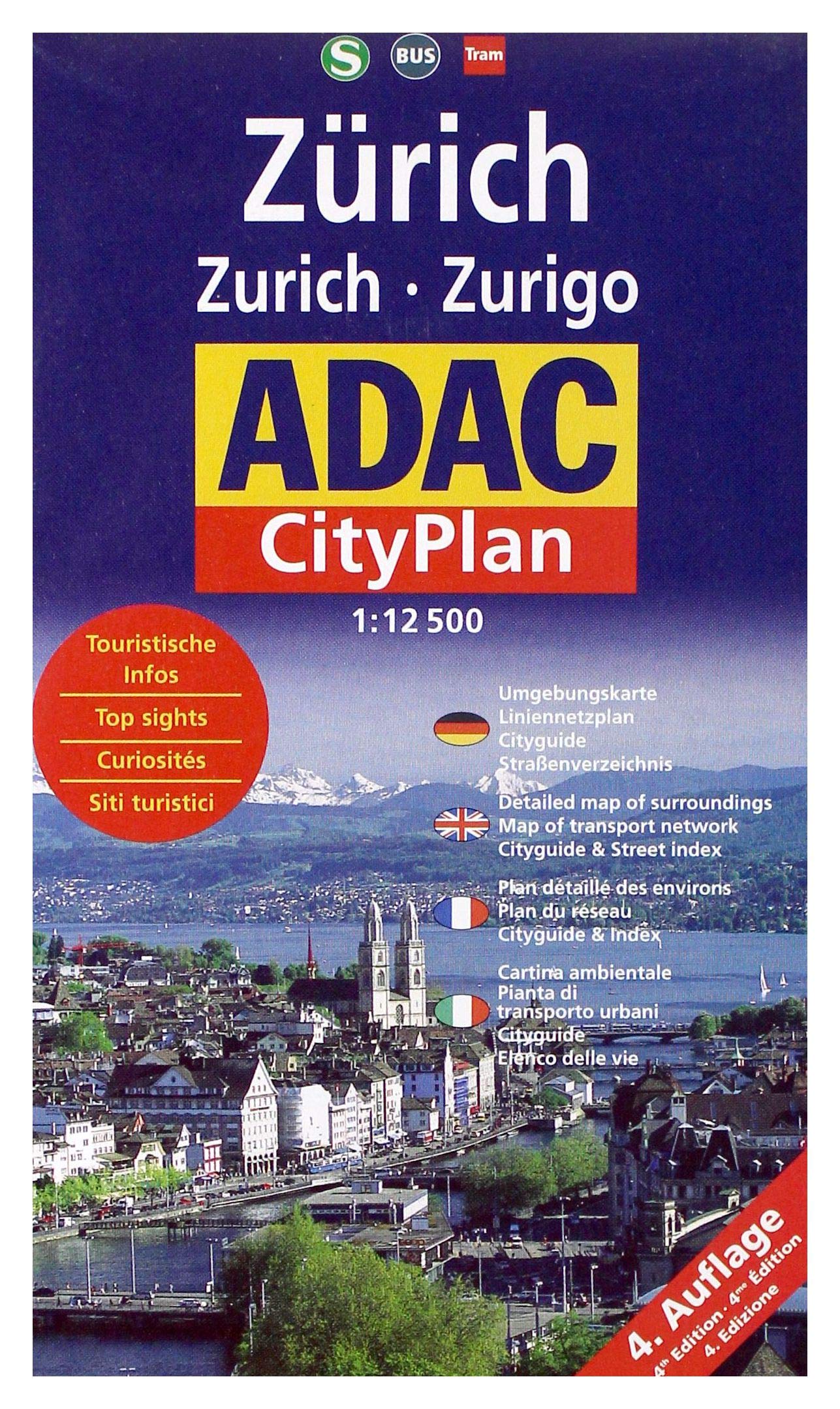 Zürich - Zurich - Zurigo: 1:12500: Umgebungskarte, Liniennetzplan, Cityguide, Straßenverzeichnis. Touristische Infos (ADAC Citypläne) Leisure, Home & Garden