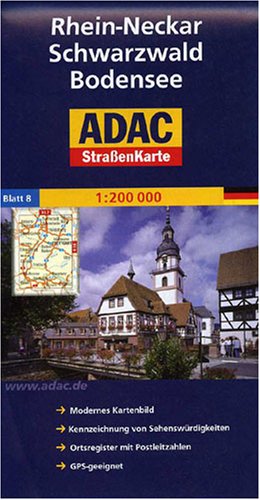 Rhein-Neckar, Schwarzwald, Bodensee: 1:200000: Kennzeichnung von Sehenswürdigkeiten, Ortsregister mit Postleitzahlen. GPS-geeignet (ADAC AutoKarten Deutschland 1:200 000) Leisure, Home & Garden