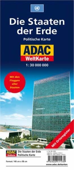 ADAC WeltKarte politisch 1:30 Mio.: Politische Karte. Mit den Flaggen aller Staaten. Mit Ortsregister (ADAC Länderkarten) Leisure, Home & Garden