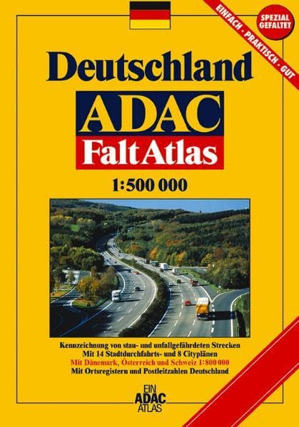 ADAC FaltAtlas Deutschland: 1:500000 - spezialgefaltet: 14 Durchfahrts- u. 8 Citypläne Deutschlands, Länderkarte Deutschland mit Ortsregister und ... Schweiz mit Ortsregister (ADAC Atlanten) Leisure, Home & Garden