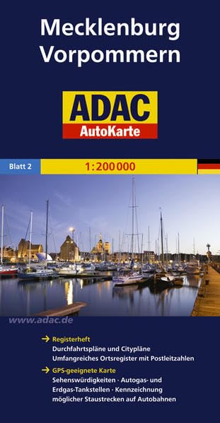 ADAC AutoKarte Deutschland, Mecklenburg-Vorpommern 1:200.000: GPS-geeignete Karte: Sehenswürdigkeiten, Kennzeichnung möglicher Staustrecken auf Autobahnen (ADAC AutoKarten Deutschland 1:200 000) Leisure, Home & Garden