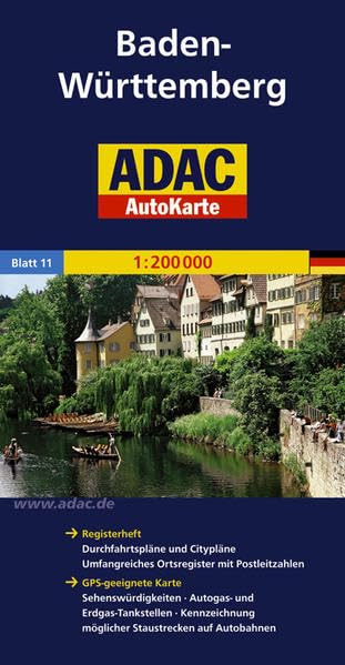ADAC AutoKarte Deutschland, Baden-Württemberg 1:200.000: Registerheft: Zufahrtskarten und Citypläne, umfangreiches Ortsregister mit Postleitzahlen. ... (ADAC AutoKarten Deutschland 1:200 000) Leisure, Home & Garden