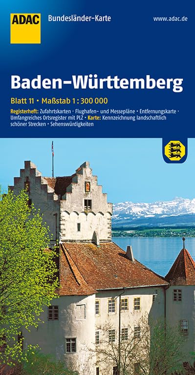 ADAC Bundesländerkarte Baden-Württemberg 1:300.000: Registerheft: Zufahrtskarten, Flughafen- und Messepläne, Entfernungskarte, Umfangreiches ... (ADAC BundesländerKarten Deutschland) Leisure, Home & Garden
