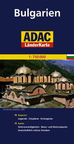 ADAC Länderkarte Bulgarien 1:750.000: Register: Legende, Citypläne, Ortsregister. Karte: Sehenswürdigkeiten, Natur- und Nationalparks, landschaftlich schöne Strecken Leisure, Home & Garden