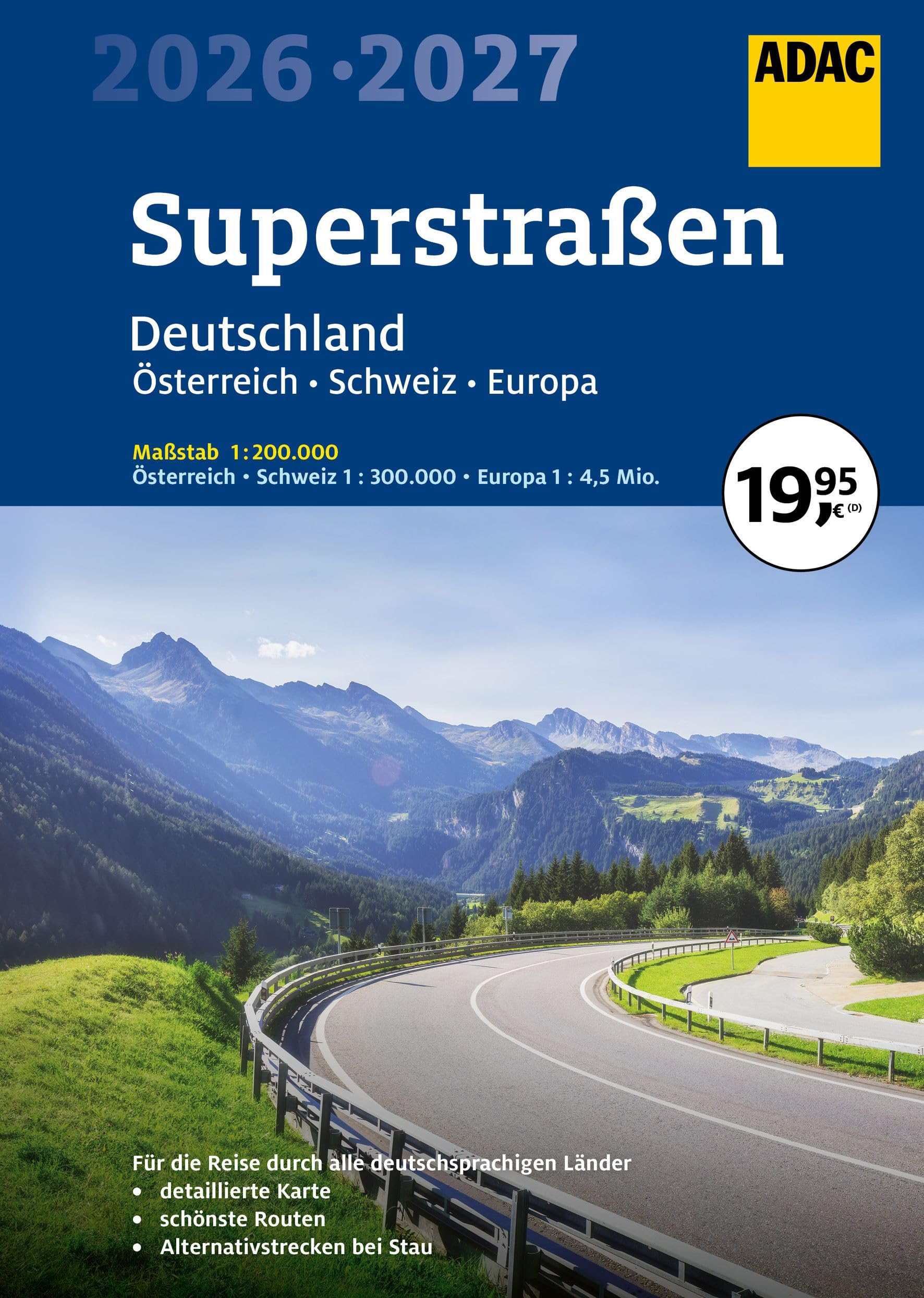ADAC Superstraßen Autoatlas 2026/2027 Deutschland 1:200.000, Österreich, Schweiz 1:300.000 mit Europa 1:4,5 Mio. Leisure, Home & Garden