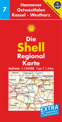 Shell Regionalkarte Deutschland 07 / Hannover, Ostwestfalen, Kassel, Westharz 1 : 150 000 book