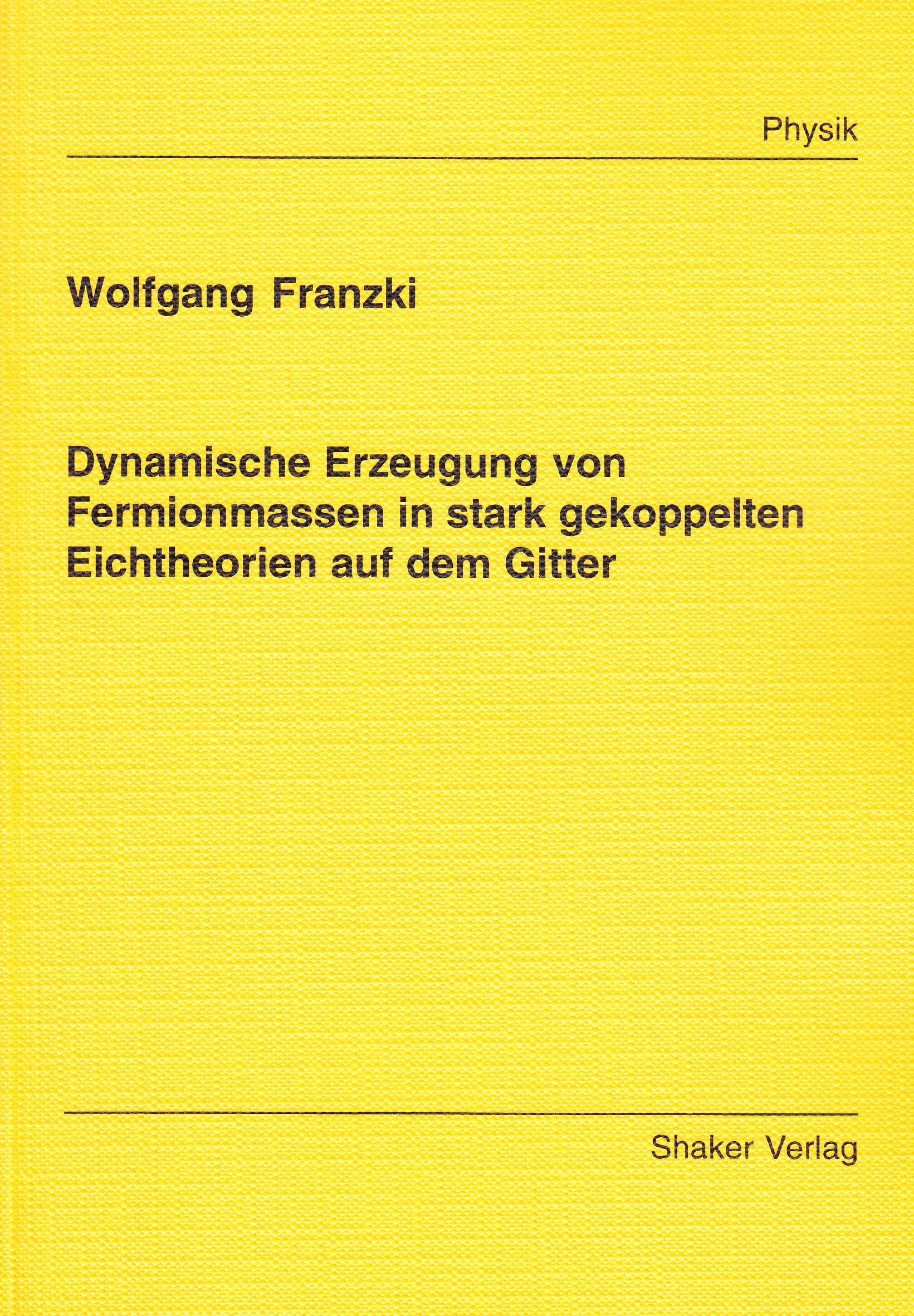 Dynamische Erzeugung von Fermionmassen in stark gekoppelten Eichtheorien auf dem Gitter Books
