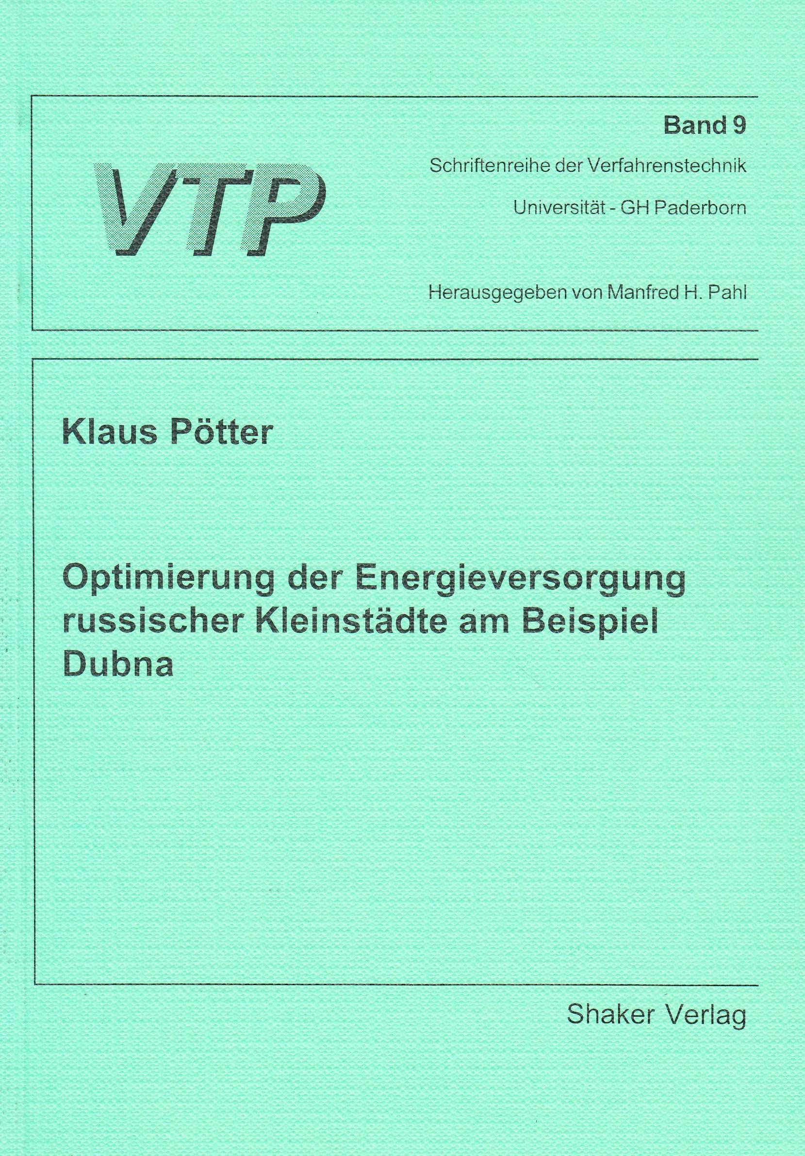 Optimierung der Energieversorgung russischer Kleinstädte am Beispiel Dubna Books