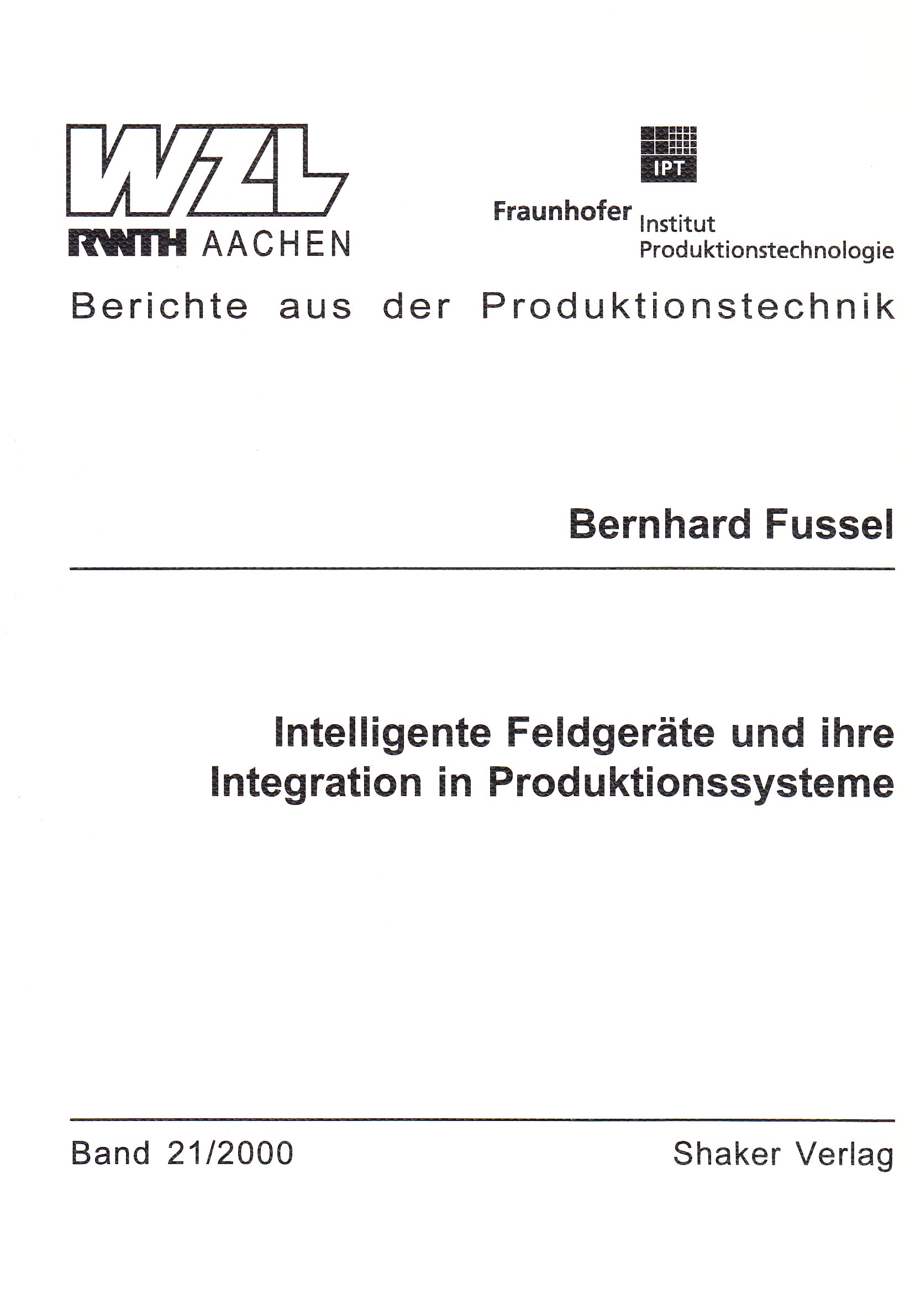 Intelligente Feldgeräte und ihre Integration in Produktionssysteme Books