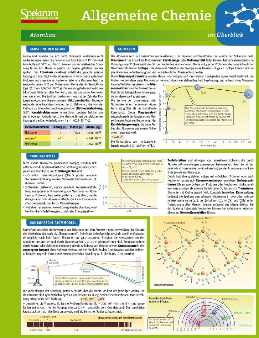Lerntafel: Allgemeine Chemie im Überblick (Lerntafeln Chemie, 1, Band 1) Natural Sciences