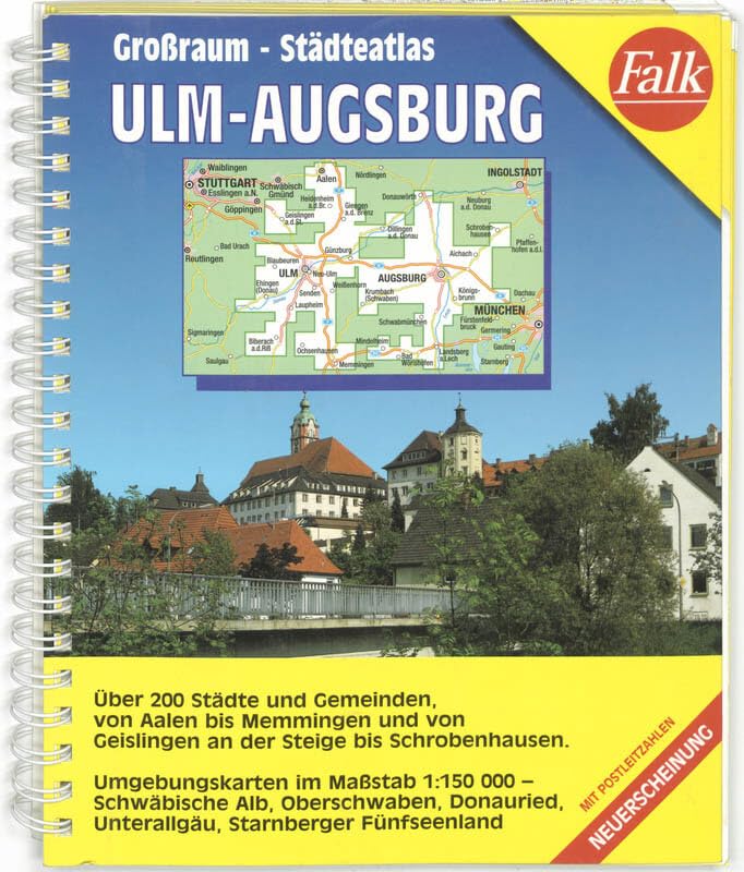 Falk Pläne, Großraum-Städteatlas Ulm, Augsburg Geology & Geography