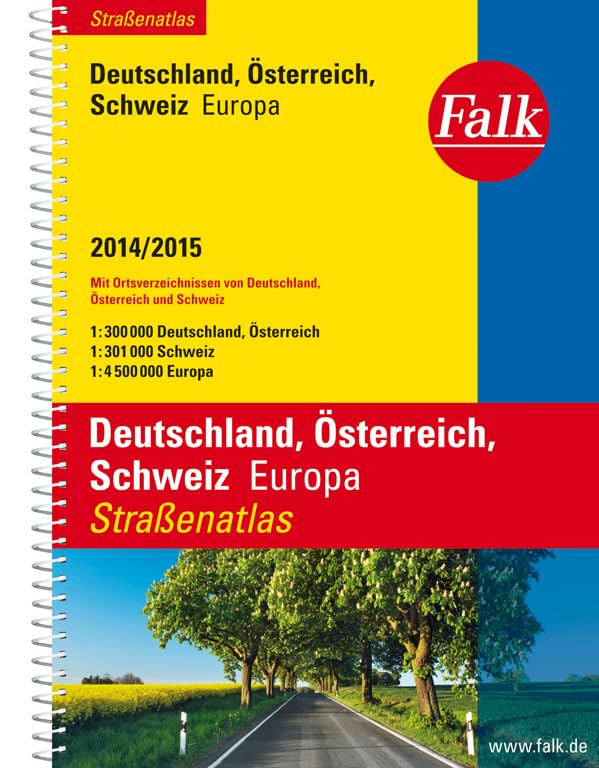 Falk Straßenatlas Deutschland, Österreich, Schweiz, Europa 2014/2015 1:300 000: Mit Ortsverzeichnissen von Deutschland, Österreich und Schweiz Leisure, Home & Garden