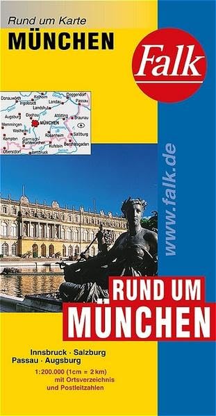 Falk Rund um Karte Rund um München 1:200 000 Innsbruck - Salzburg - Passau - Augsburg Leisure, Home & Garden