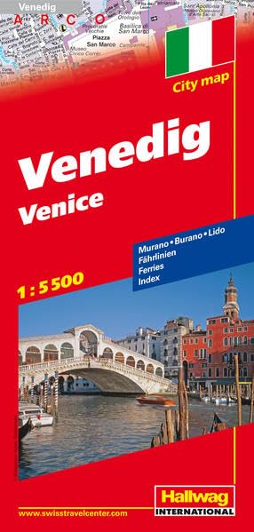 Venedig Stadtplan 1:5 500: Murano-Burano-Lido, Fährlinien, Index (Hallwag Stadtpläne) Leisure, Home & Garden