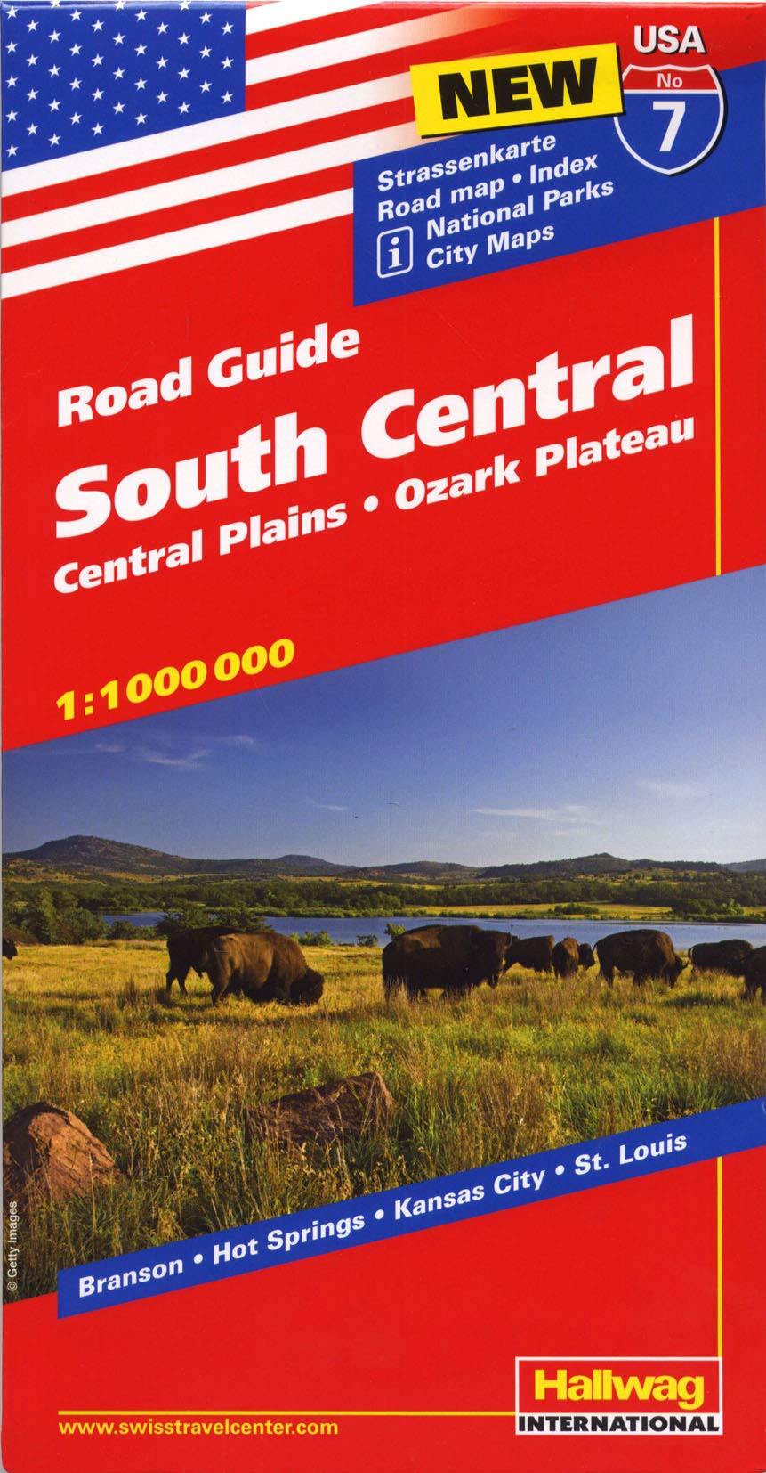 South Central, Central Plains, Ozark Plateau Strassenkarte 1:1 Mio., Road Guide Nr. 7: Branson, Hot Springs, Kansas City St. Louis (Hallwag Strassenkarten, Band 7) Leisure, Home & Garden