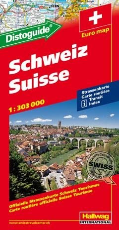 Straßenkarte Schweiz 1:303 000 mit Distoguide, Transitplänen und Index, Ausgabe 2009 Maps & Plans