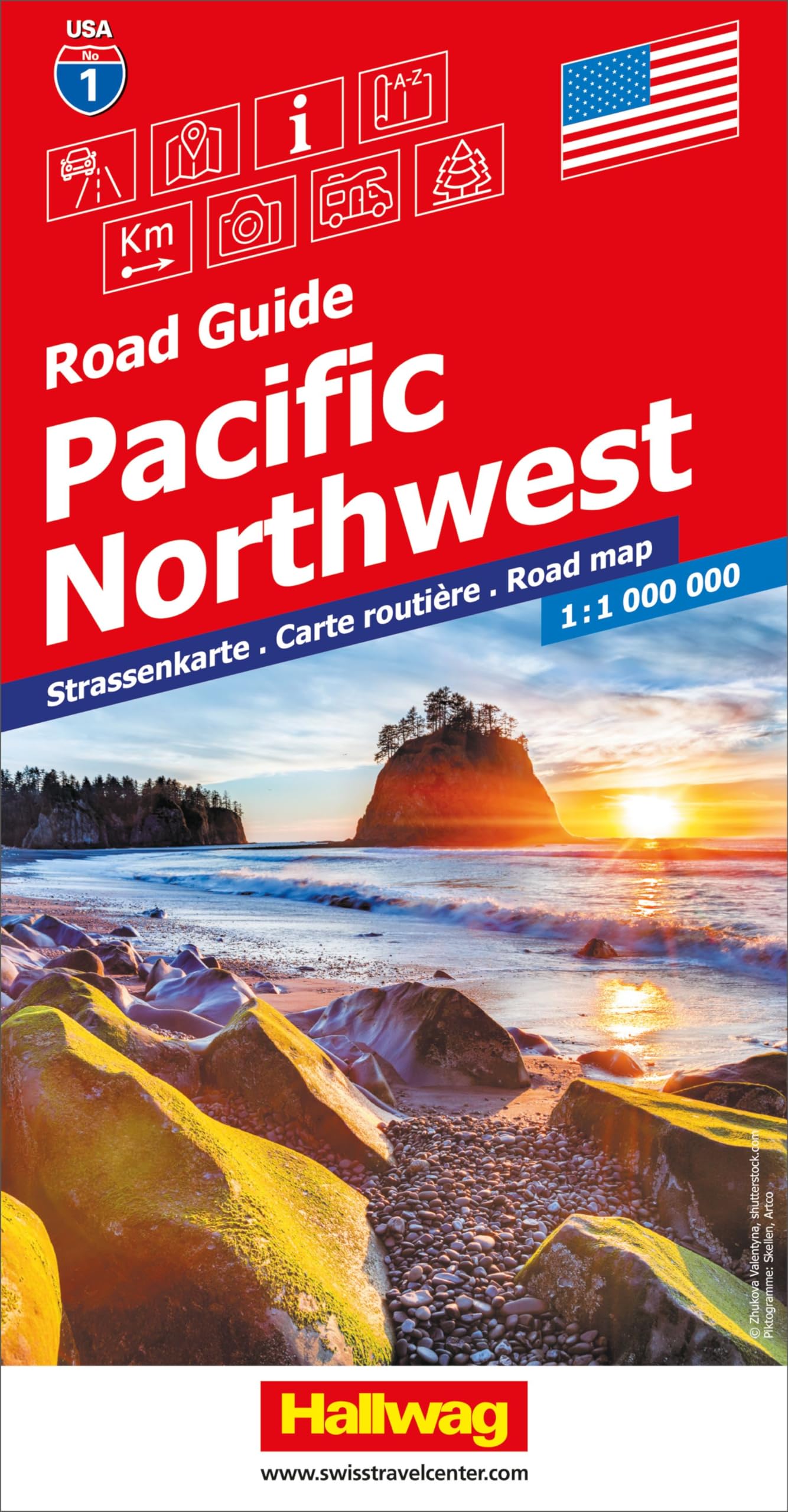 Hallwag Strassenkarte USA, Pacific Northwest 1:1 Mio.: Mit Yellowstone, Grand Teton, Seattle, Crater Lake und Oregon Coast. Inkl. Stadtpläne, Ortsverzeichnis und Reiseinformationen Leisure, Home & Garden