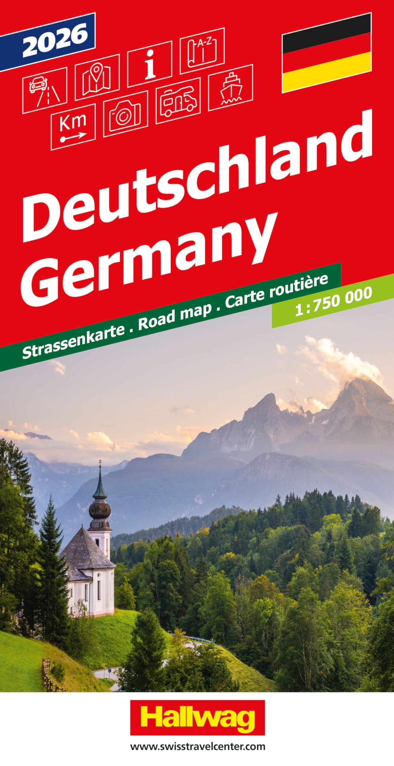 Hallwag Strassenkarte Deutschland 2026 1:750.000 Leisure, Home & Garden