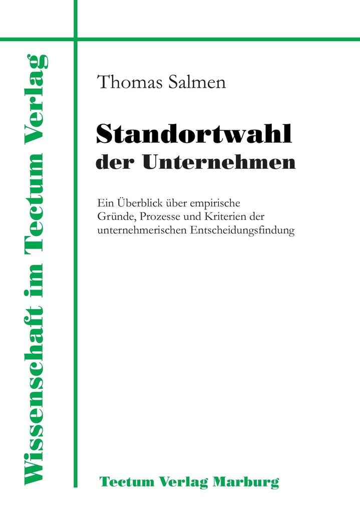Standortwahl der Unternehmen book