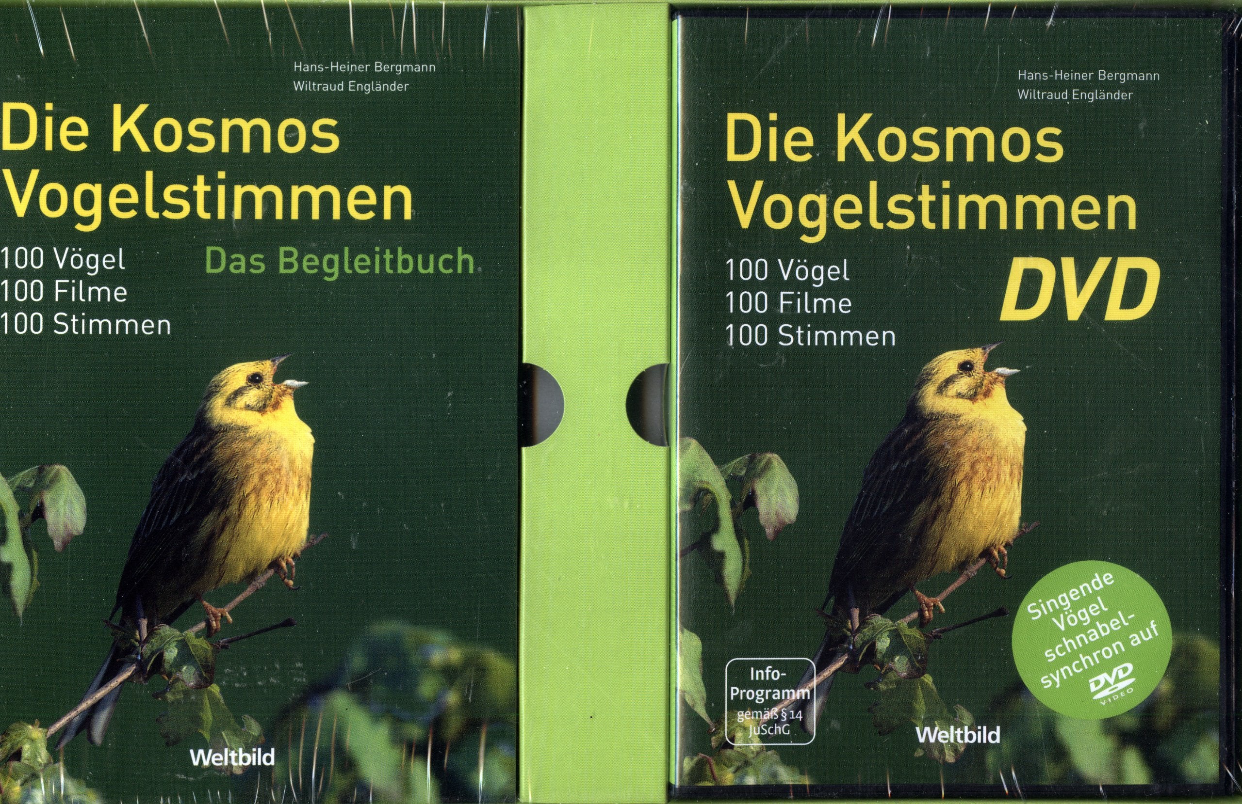 Die Kosmos Vogelstimmen, DVD + Begleitbuch. 100 Vögel, 100 Filme, 100 Stimmen. Singende Vögel schnabelsynchron auf DVD Books