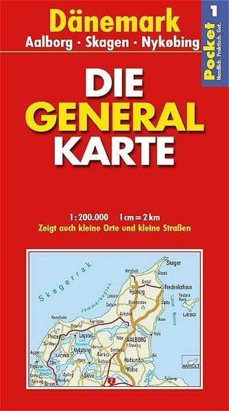 Die Generalkarte Pocket Dänemark 1, Aalborg, Skagen, Nykøbing 1:200 000 Leisure, Home & Garden