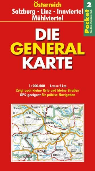 Die Generalkarte Pocket Österreich 2, Salzburg, Linz, Innviertel, Mühlviertel 1:200 000 Leisure, Home & Garden