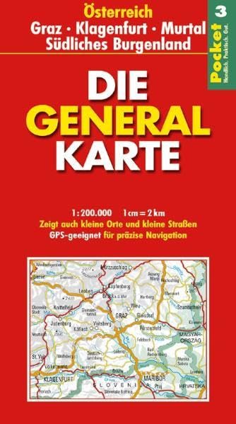 Die Generalkarte Pocket Österreich 3, Graz, Klagenfurt, Murtal, Südliches Burgenland 1:200 000 Leisure, Home & Garden