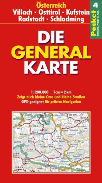 Die Generalkarte Pocket Österreich 4, Villach, Osttirol, Kufstein, Radstadt 1:200 000 Leisure, Home & Garden
