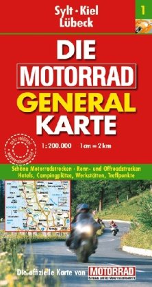 Motorrad Generalkarte Deutschland Sylt, Kiel, Lübeck 1:200 000: Schöne Motorradstrecken, Renn- und Offroadstrecken, Hotels, Campingplätze, ... 'Motorrad'. Sehr reißfest, wasserabweisend Leisure, Home & Garden