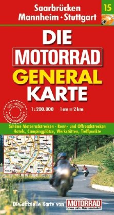 Motorrad Generalkarte Deutschland Saarbrücken, Mannheim, Stuttgart 1:200 000: Schöne Motorradstrecken, Renn- und Offroadstrecken, Hotels, ... 'Motorrad'. Sehr reißfest, wasserabweisend Leisure, Home & Garden