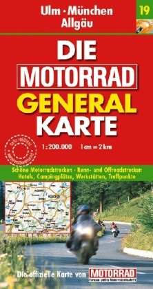 Motorrad Generalkarte Deutschland Ulm, München, Allgäu 1:200 000: Schöne Motorradstrecken, Renn- und Offroadstrecken, Hotels, Campingplätze, ... 'Motorrad'. Sehr reißfest, wasserabweisend Leisure, Home & Garden