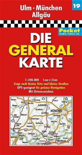 Die Generalkarte Pocket Ulm, München, Allgäu 1:200 000 Leisure, Home & Garden