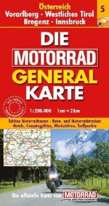 Vorarlberg /Westliches Tirol /Bregenz /Innsbruck: 1:200000: Schöne Motorradtouren, Renn- und Motorradstrecken, Hotels, Campingplätze, Werkstätten, ... von 'Motorrad'. Reißfest, wasserabweisend Maps & Plans