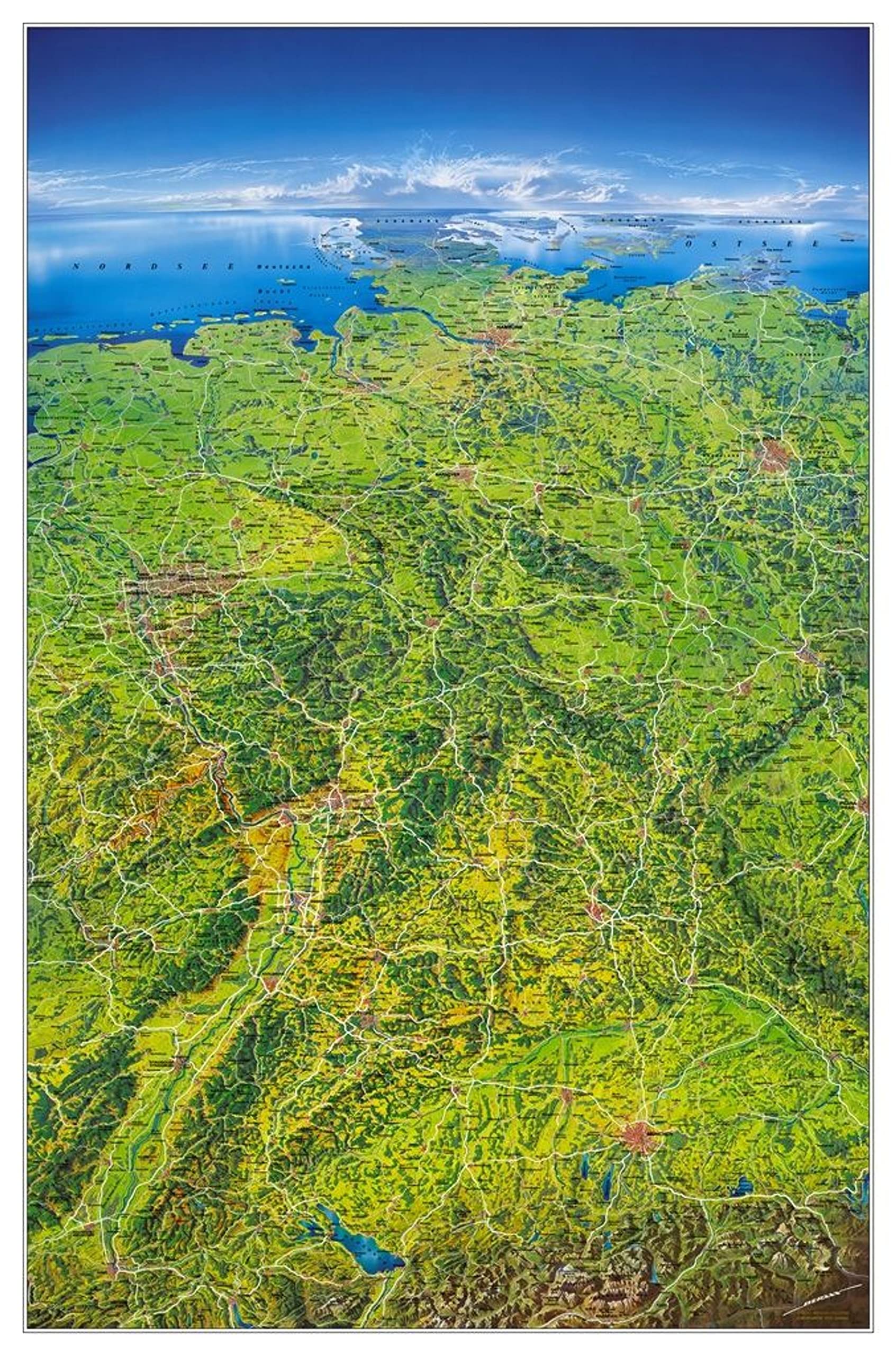 Deutschland Panoramakarte plano 148x97cm im Folienschlauch (MAIRDUMONT Panoramen) Leisure, Home & Garden