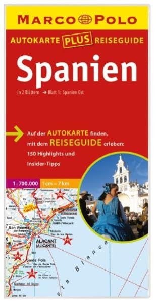 Marco Polo Autokarte plus Reiseguide Spanien 1:700 000: Spanien Ost; Spanien West. 150 Highlights u. Insider-Tipps Leisure, Home & Garden