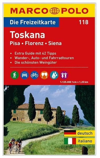 MARCO POLO Freizeitkarte Toskana, Pisa, Florenz, Siena 1:125:000: Wanderparkplätze, Fahrradtouren, Die schönsten Biergärten & Ausflugslokale. Pisa, Florenz, Siena. Dtsch.-Italien. Leisure, Home & Garden