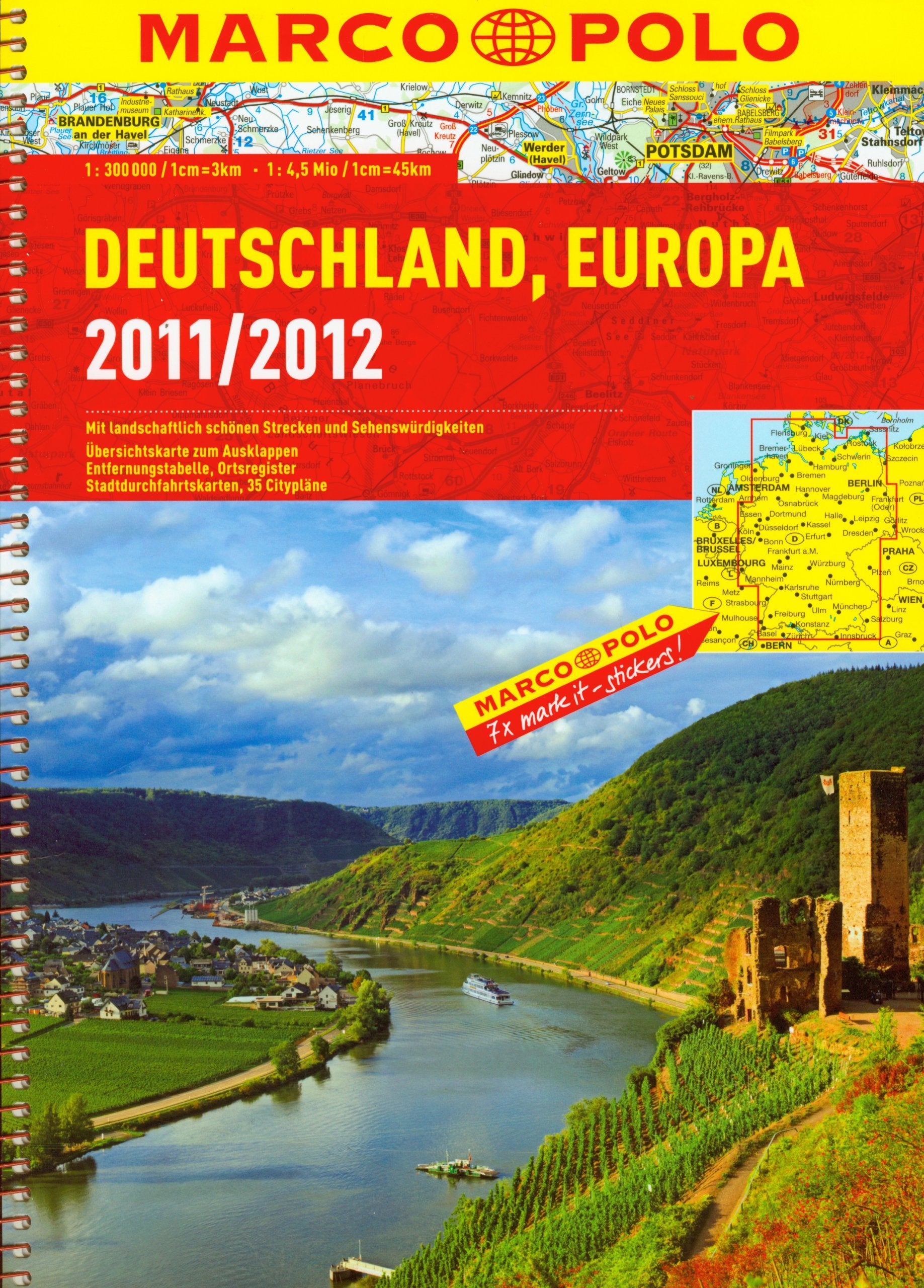 Marco Polo Reiseatlas Deutschland, Europa 2011/2012: 1:300.000: Mit landschaftlich schönen Strecken und Sehenswürdigkeiten. Übersichtskarte zum ... Stadtdurchfahrtskarten, 35 Citypläne Books