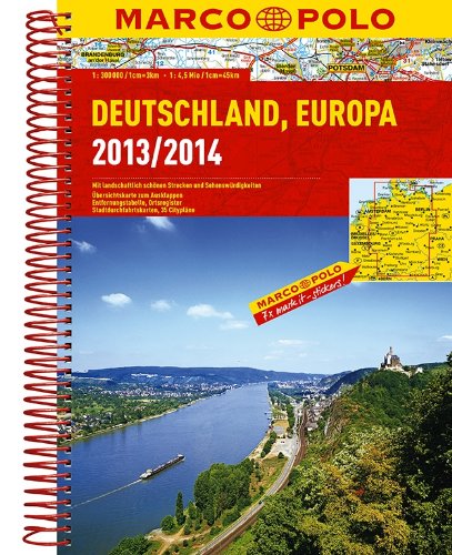 Marco Polo Reiseatlas Deutschland, Europa 2013/2014 1:300.000: Mit landschaftlich schönen Strecken und Sehenswürdigkeiten. Übersichtskarte zum ... Stadtdurchfahrtskarten, 35 Citypläne Leisure, Home & Garden