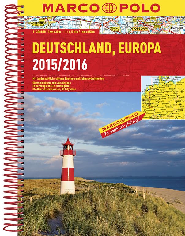 MARCO POLO Reiseatlas Deutschland 2015/2016 1:300 000, Europa 1:4 500 000: Mit landschaftlich schönen Strecken und Sehenswürdigkeiten. Übersichtskarte ... Stadtdurchfahrtskarten, 35 Citypläne Leisure, Home & Garden
