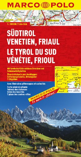 MARCO POLO Karte Südtirol, Venetien, Friaul: Mit landschaftlich schönen Strecken und Sehenswürdigkeiten. Übersichtskarte zum Ausklappen, Entfernungstabelle, Ortsregister, 7 Citypläne Leisure, Home & Garden
