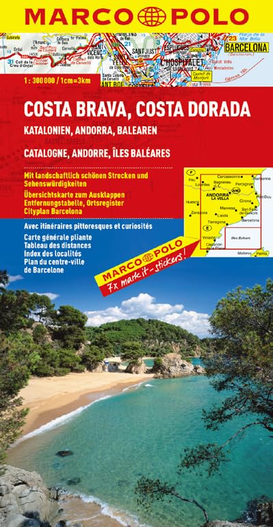 MARCO POLO Karte Costa Brava, Costa Dorada: Katalonien, Andorra, Balearen. Mit landschaftlich schönen Strecken und Sehenswürdigkeiten. Übersichtskarte ... Ortsregister, Cityplan Barcelona Leisure, Home & Garden