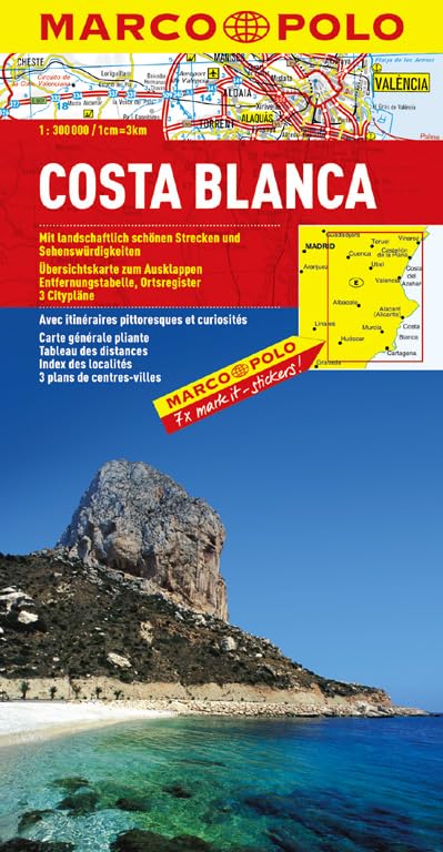 MARCO POLO Karte Costa Blanca: Mit landschaftlich schönen Strecken und Sehenswürdigkeiten. Übersichtskarte zum Ausklappen, Entfernungstabelle, Ortsregister, 3 Citypläne Leisure, Home & Garden